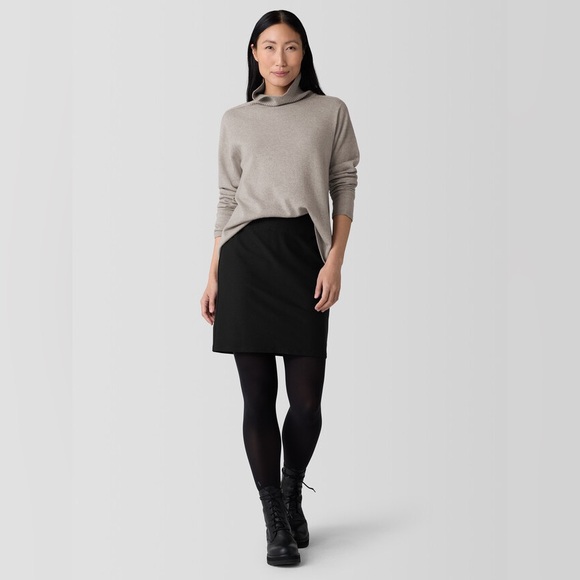 Eileen Fisher Washable Flex Ponte Straight Skirt In Black